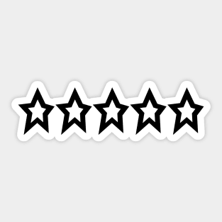 Five Black Thick Line Stars Minimal Graphic Art Sticker